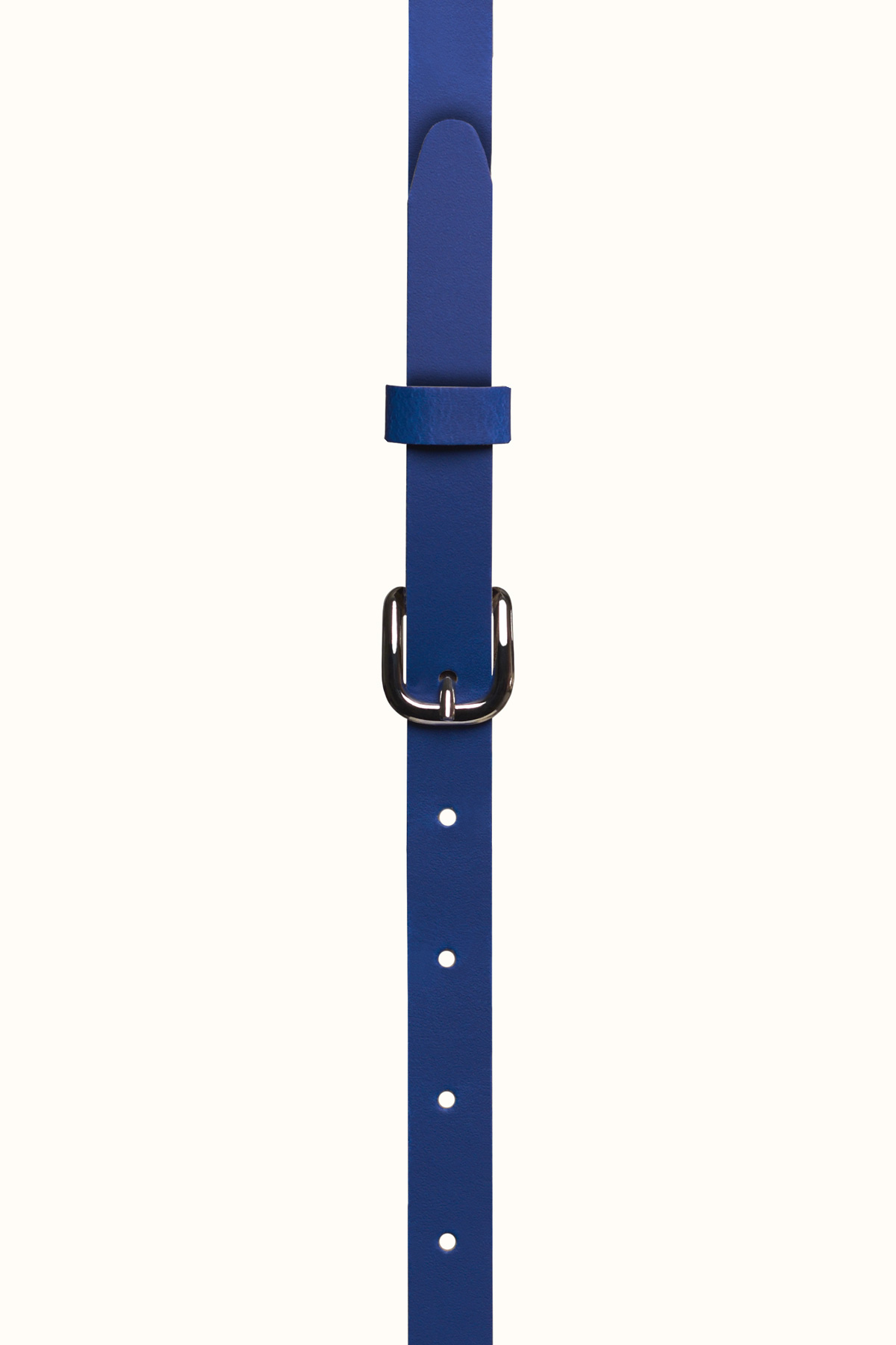blåt læderbælte 90-103 cm