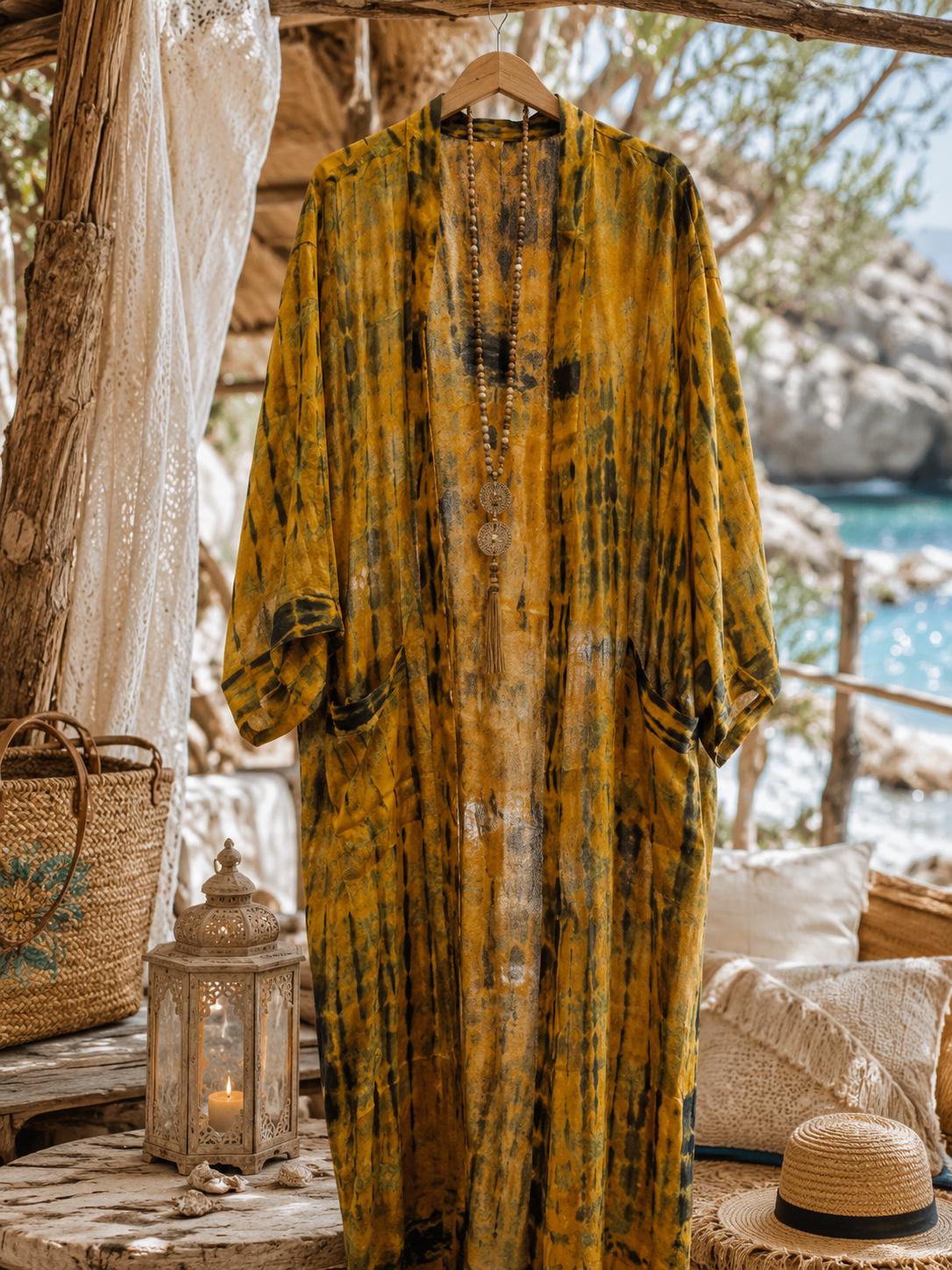 Recycled Silke Kimono - One of a kind - Billede 6