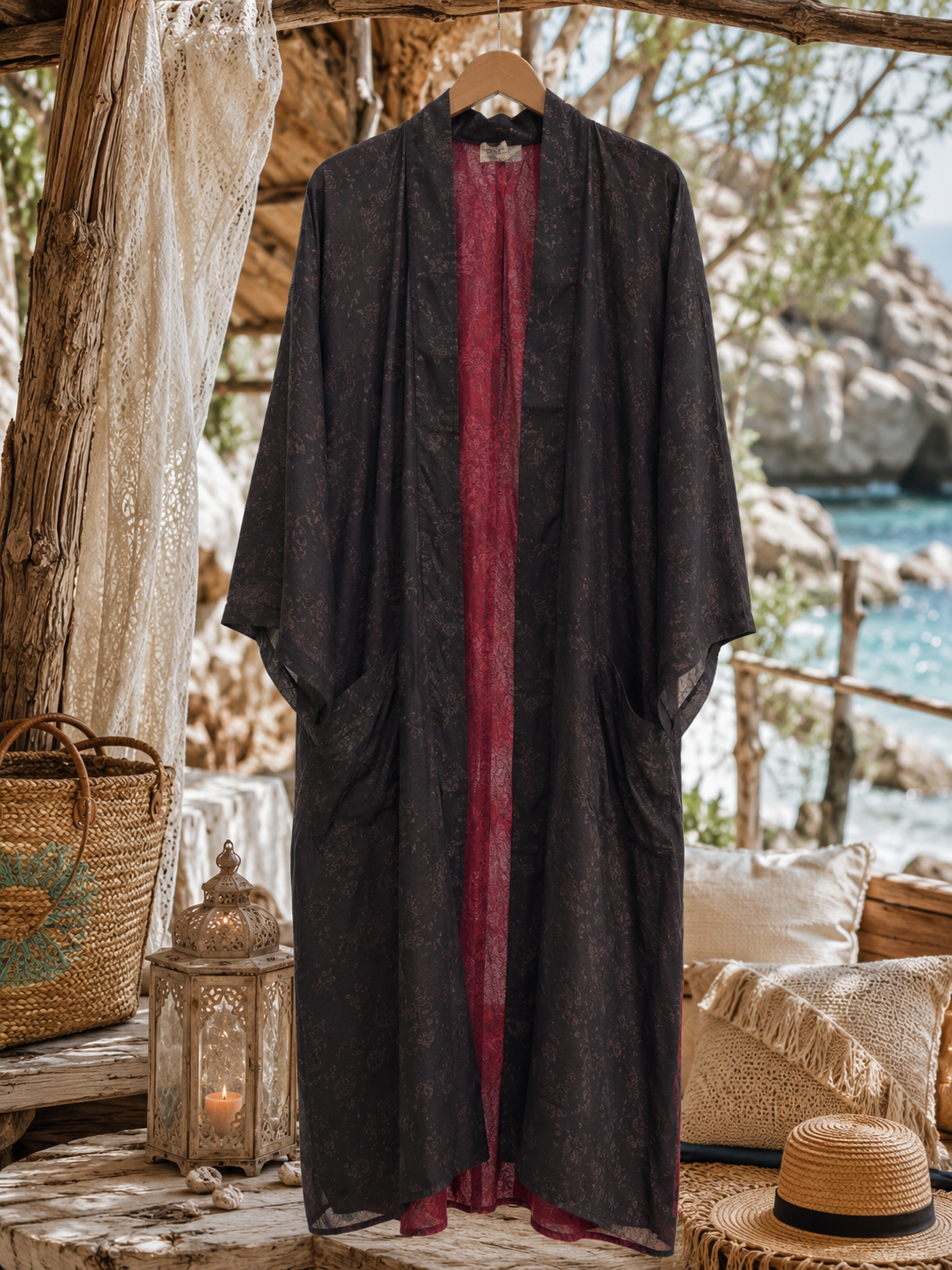 Recycled Silke Kimono - One of a kind - Billede 5