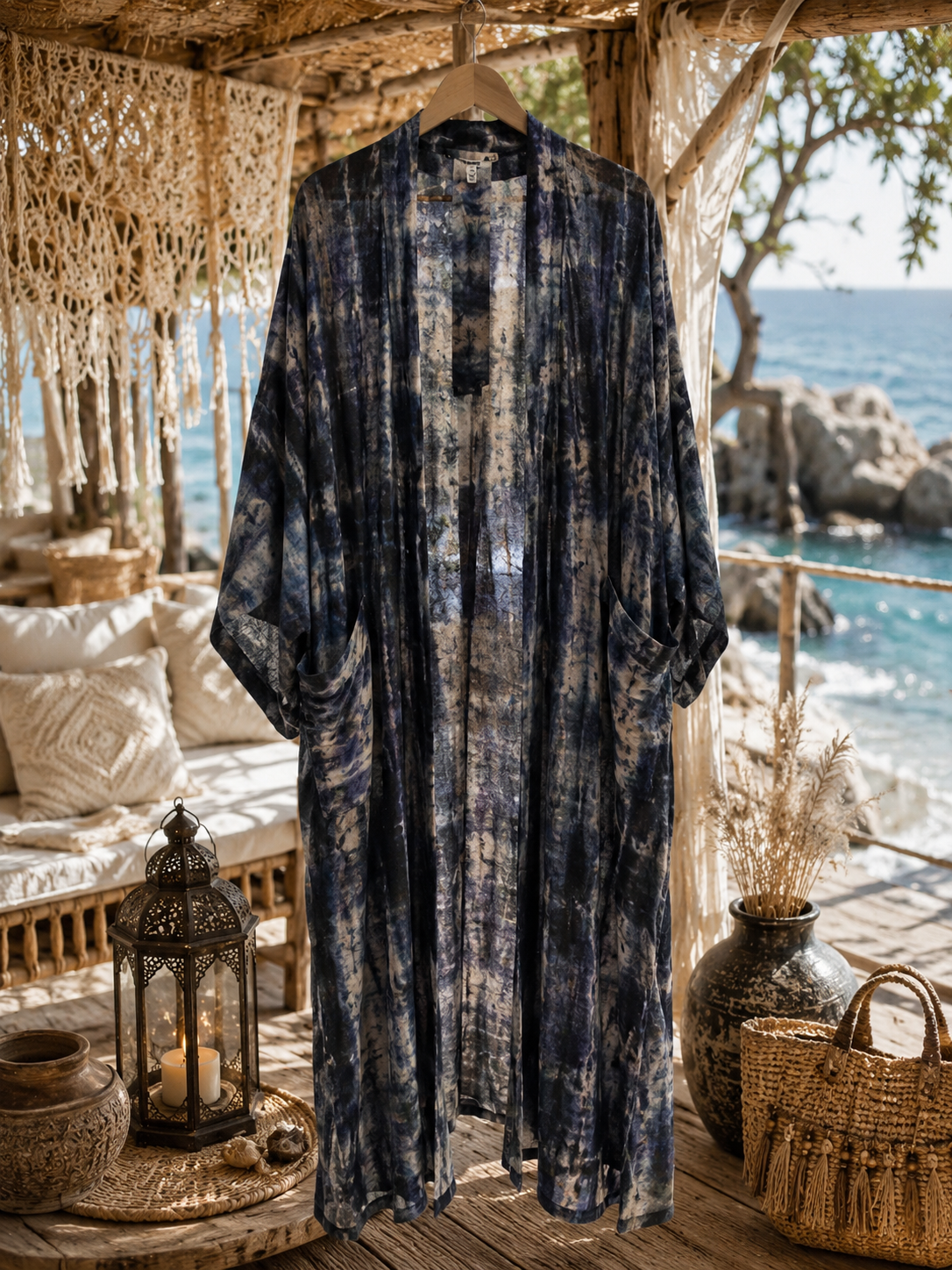 Recycled Silke Kimono - One of a kind - Billede 4