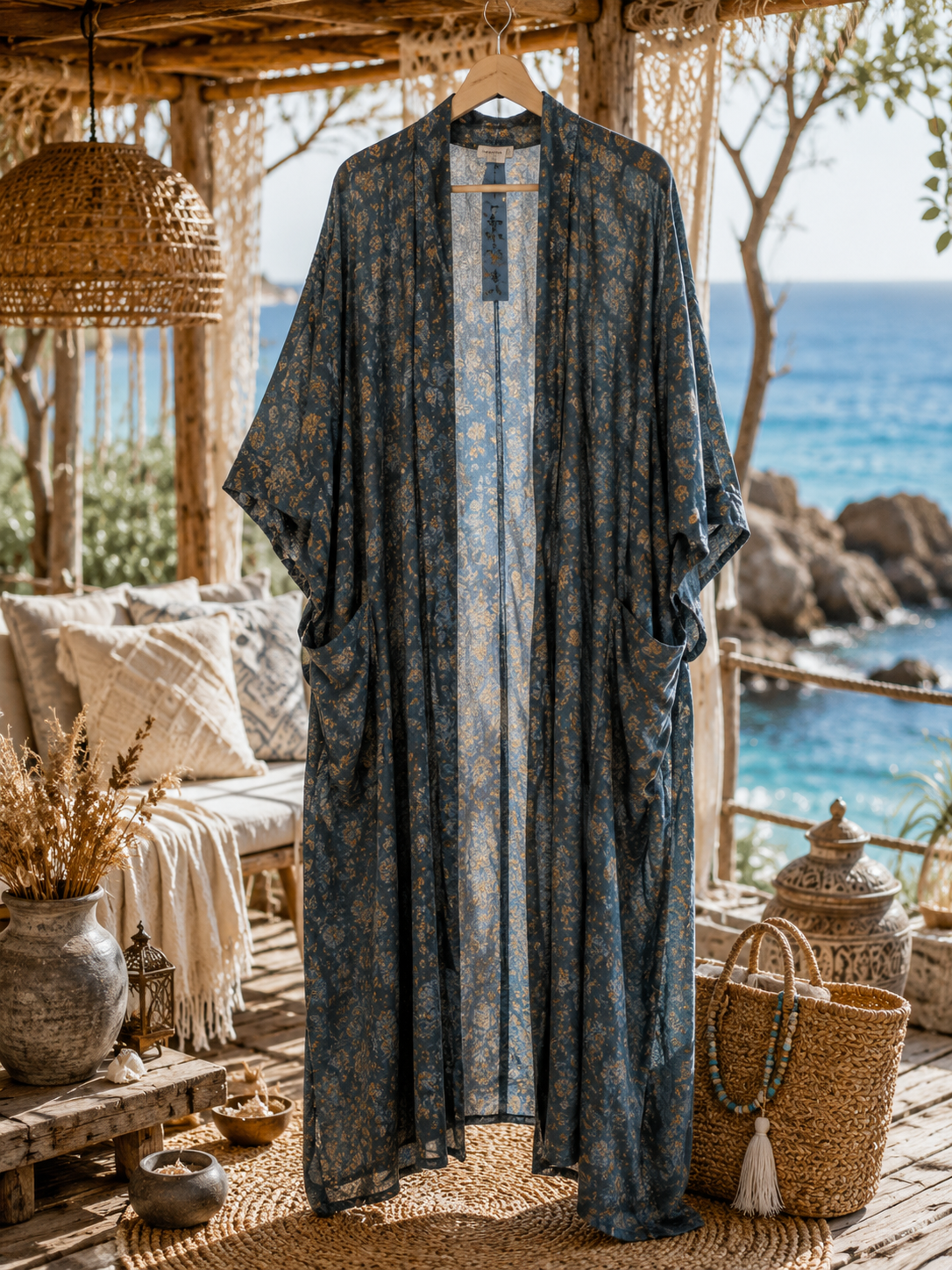 Recycled Silke Kimono - One of a kind - Billede 9