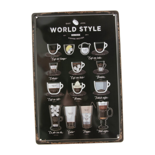 Metalskilt World Style Coffee Recipes