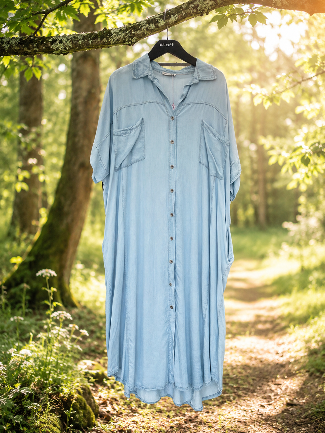 Lang gennemknappet denim kjole/lys - Janne K - Billede 2