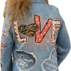 Alternative view of Blazerjakke i blå med Love print - Janne K