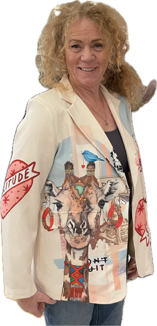 Blazerjakke med Giraf/ creme - Janne K