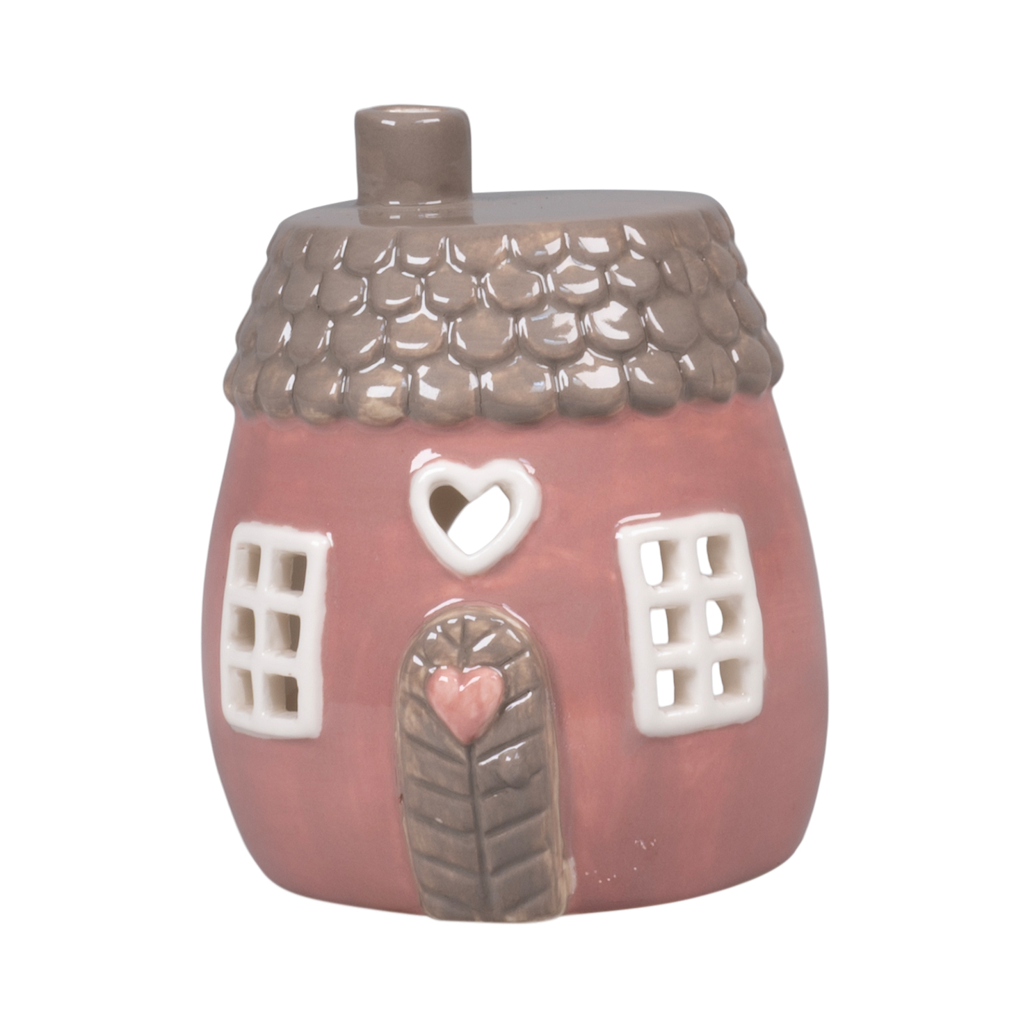 Keramik hus til fyrfadslys i rosé - Det gamle Apotek