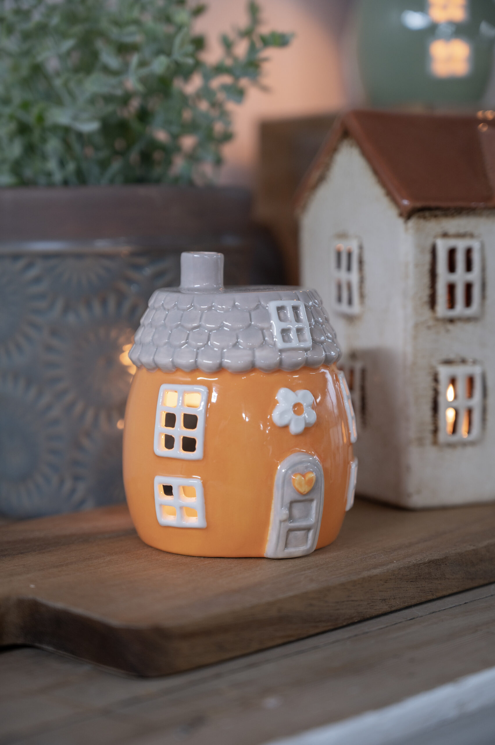 Keramik hus til fyrfadslys i orange - Det gamle Apotek - Image 2
