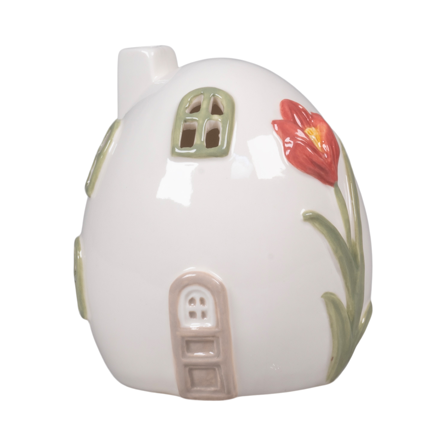 Keramik hus til fyrfadslys i hvid - Det gamle Apotek