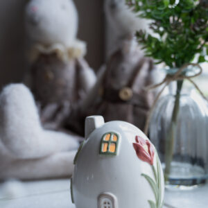 Alternative view of Keramik hus til fyrfadslys i hvid - Det gamle Apotek