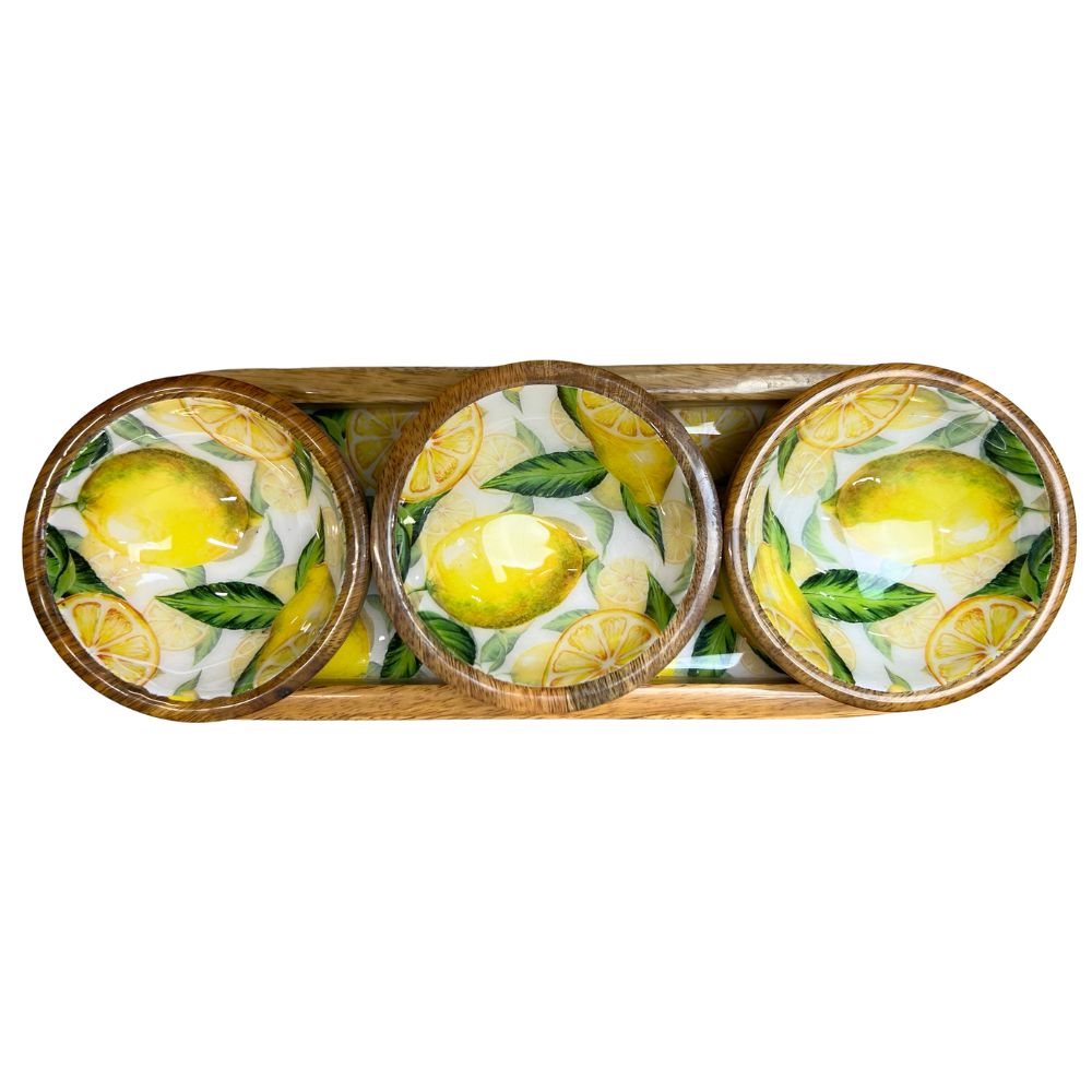 Bakke m/3 skåle i mango træ/lemon - by Room - Image 2