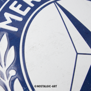 Alternative view of Rundt Mercedes Benz Logo Skilt - Metalskilt