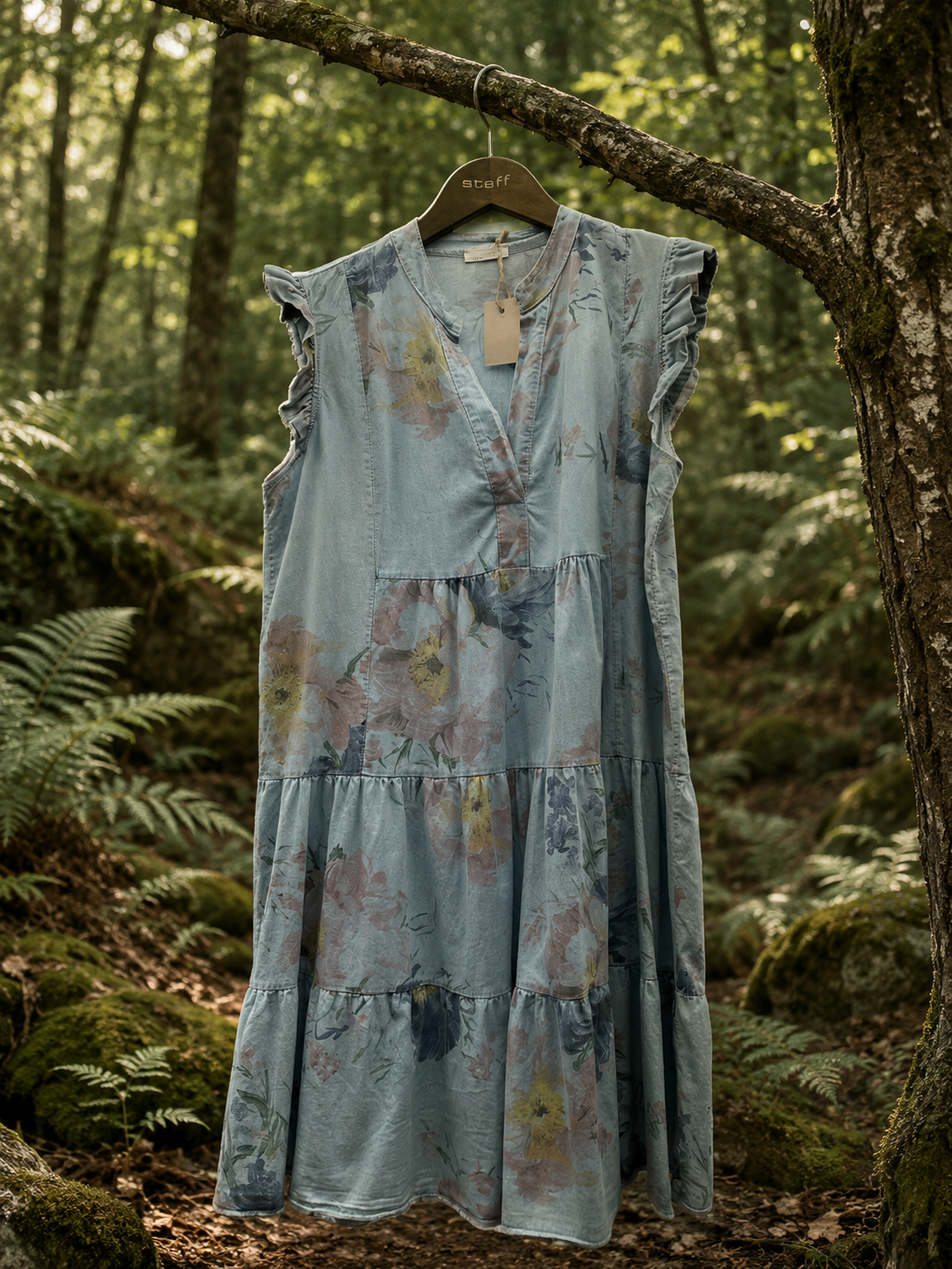 Denim Tunika m/flæser One Size - Janne K