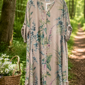 Gennemknappet lang blomsteret Kjole i Viscose - Janne K