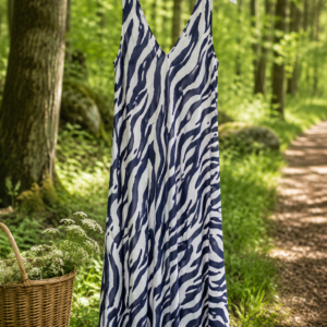 Stropkjole i zebraprint blå - Janne K
