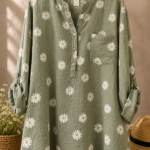 Bomuldsbluse m/Margueritter i 5 farver - Janne K