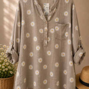 Alternative view of Bomuldsbluse m/Margueritter i 5 farver - Janne K