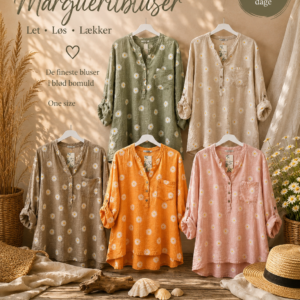 Bomuldsbluse m/Margueritter i 5 farver - Janne K