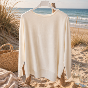 Strik m/knapper i ryg/Beige - Janne K