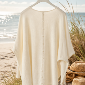 Alternative view of Strik m/knapper i ryg/Beige - Janne K