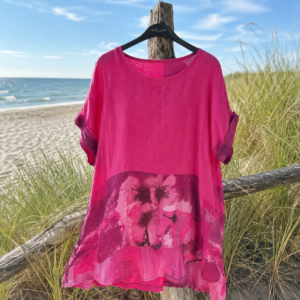 Alternative view of Oversize hørbluse m/ blomsterbort - Janne K