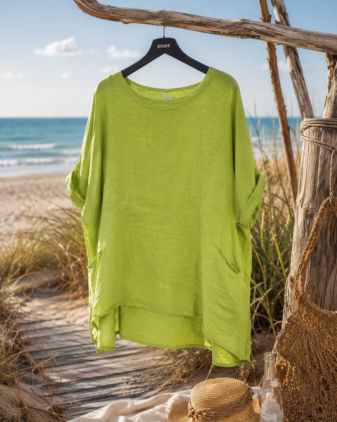 Oversize hørbluse m/lommer - Janne K - Billede 2