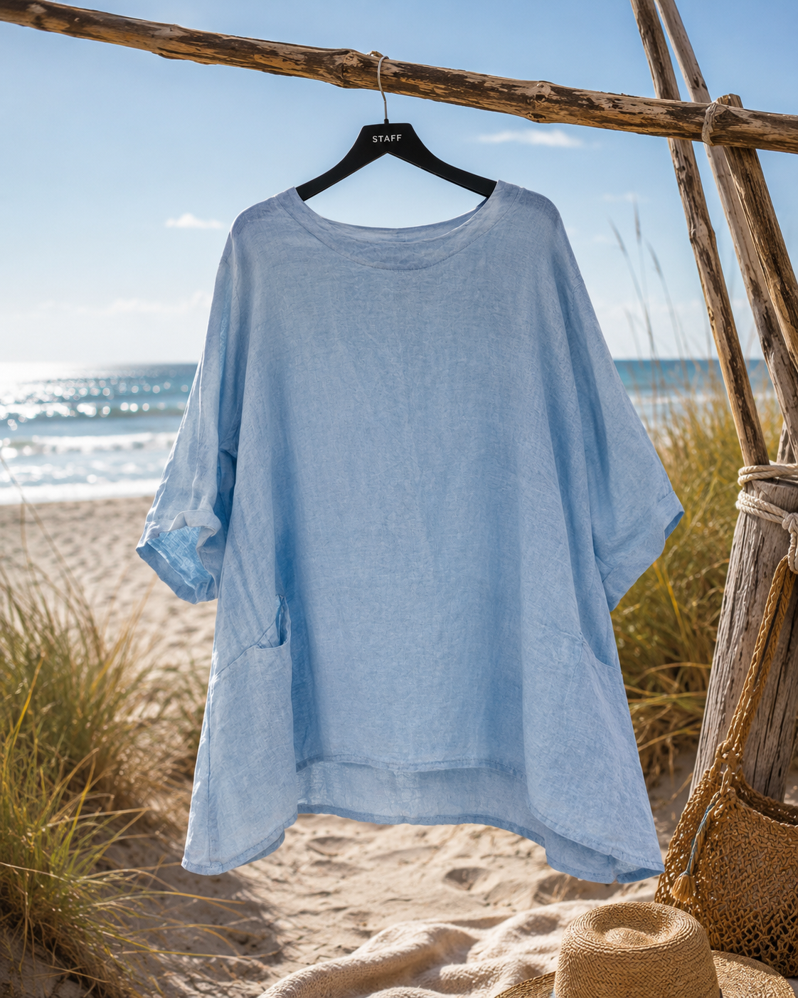 Oversize hørbluse m/lommer - Janne K - Billede 3