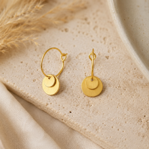 Theia Double Hoop Gold Earring - Dansk Smykkekunst