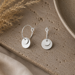 Theia Double Hoop Silver Earring - Dansk Smykkekunst